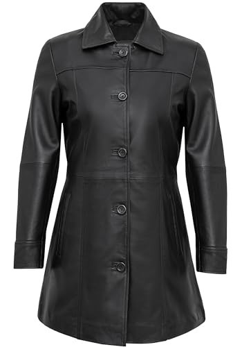 UrbanFocal Long Leather Coats For Women - Black Leather Jacket Womens | [101003406] Kandis Black, 2XL | Amazon (US)