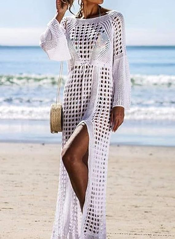 Wander Agio Beach Tops Sexy Floral Cover Dresses Bikini Cover-ups Net Long Skirt | Amazon (US)