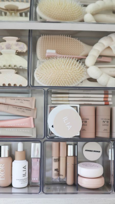Vanity organization and storage 

Makeup organization, haircare organization, rhode lip balm, summer Fridays lip balm, clear inserts, clear organizers, the home edition, Walmart finds, Anthropologie home, Amazon home finds 

#LTKBeauty #LTKHome #LTKVideo