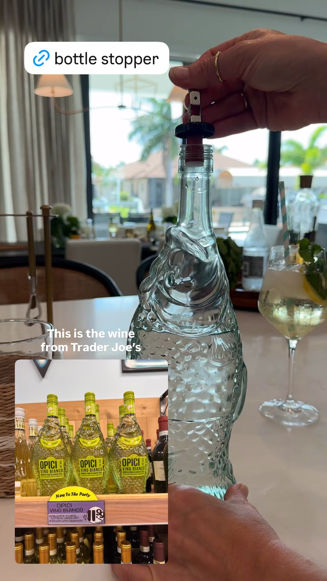 Hostess hack - turn any gorgeous bottle into a water carafe using these easy and leaks proof bottle stoppers from Amazon