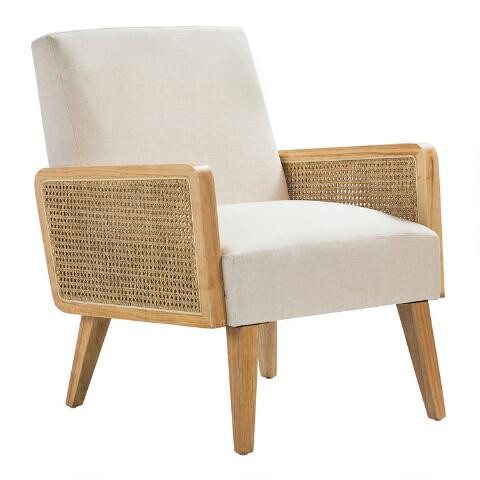 Gaston Natural Wood and Rattan Cane Chair | World Market
