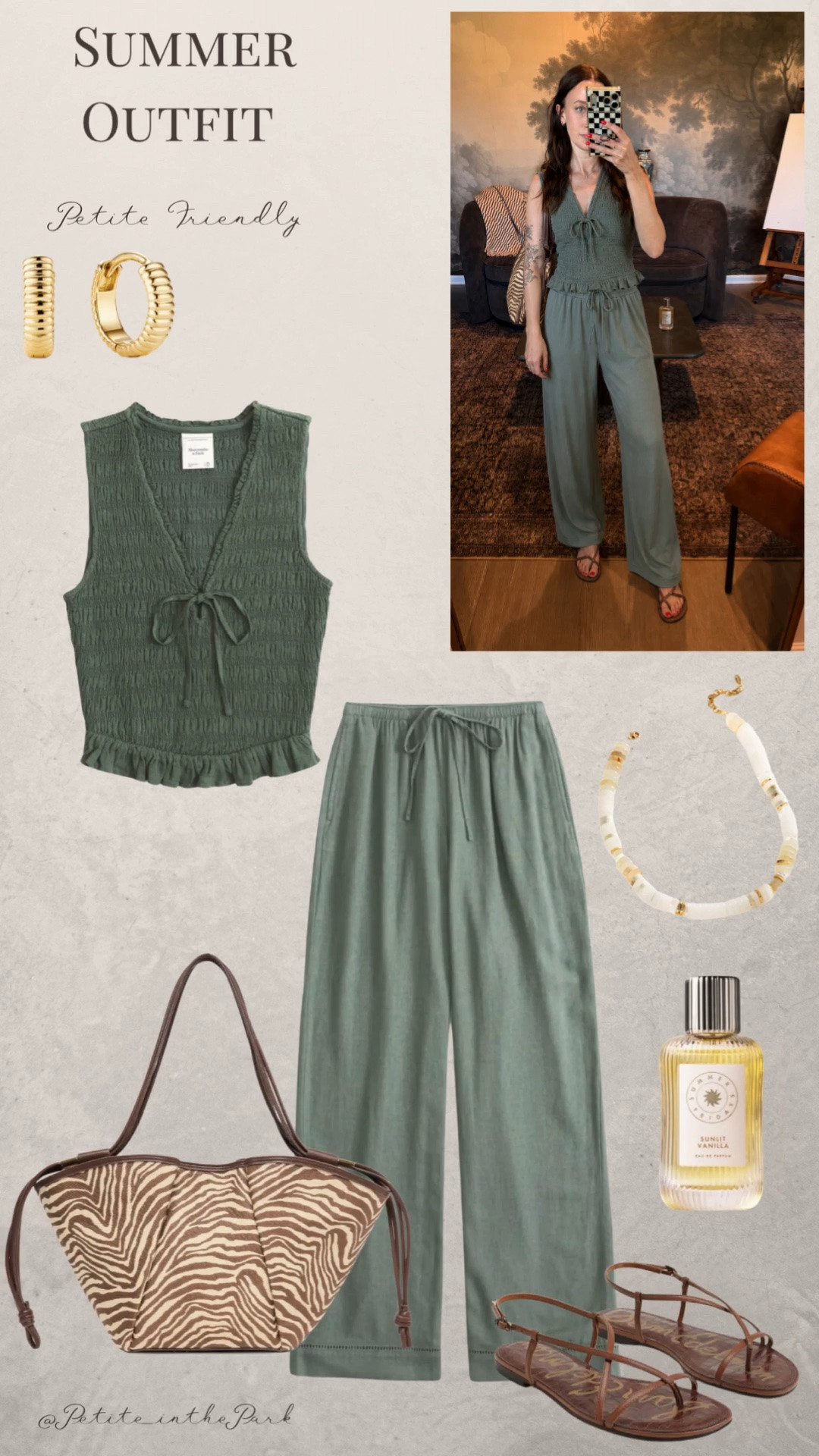 Summer petite outfit  

Summer outfit, summer trends, casual summer outfit, petite summer outfit, summer fashion, summer style, petite style, petite summer style, casual petite outfit, minimal outfit, minimal summer outfit, crop top, green top, summer top, linen pants, green pants, sandals, brown sandals, leather sandals, shoulder bag, leather bag, printed bag, brown purse, gold earrings, gold hoop earrings, gold necklace, minimal jewelry  #casualoutfit #petiteoutifts #summeroutfits #summeroutfit2026 #summertrends

#LTKPetite #LTKSeasonal #LTKSaleAlert