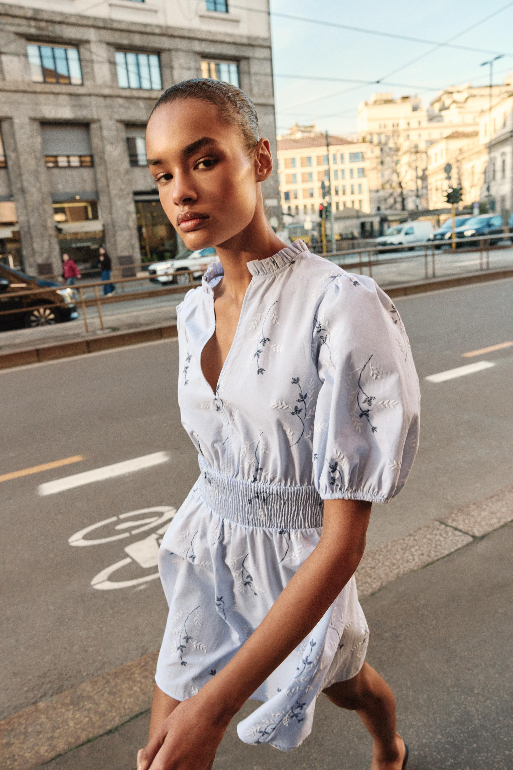 EMBROIDERED PRINTED DRESS | Zara US