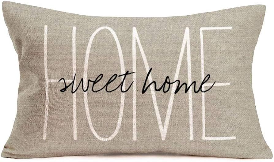 Asamour 12x20 Inches Pillow Covers Rustic Farmhouse Decor Home Sweet Home Quotes Words Pillowcase... | Amazon (US)