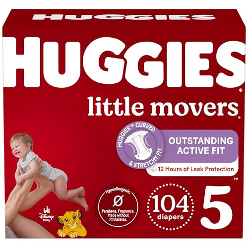 Huggies Size 5 Diapers, Little Movers Baby Diapers, Size 5 (27+ lbs), 104 Count, Packaging May Vary | Amazon (US)