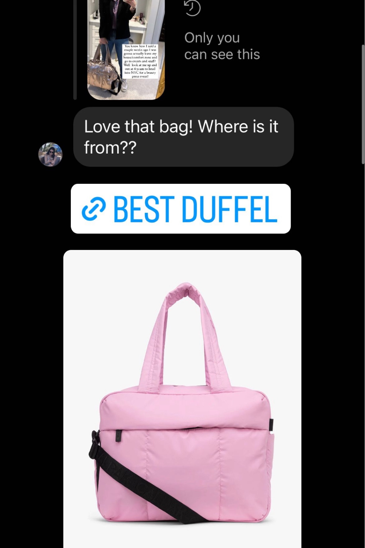 Best travel bag ever. Comes in a bunch of colors, too. 

Travel bag - luggage - gym bag - workout gear - Calpak


#LTKFind #LTKtravel #LTKitbag