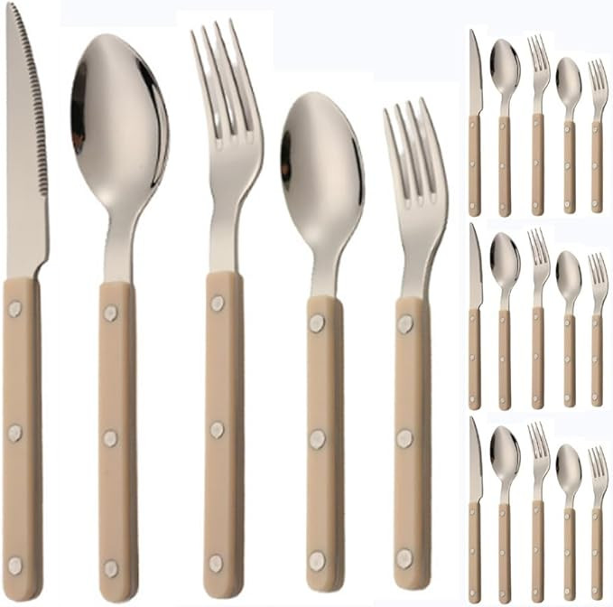 ABS Rivet Handle Marble Pattern Handle Kitchen Stainless Steel Silverware Tableware Flatware Cutl... | Amazon (US)