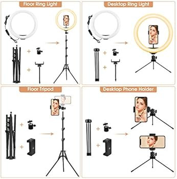 13 inch Ring Light with Floor Tripod and Desk Stand(Ringlight Kit Totally 74" Tall), LED Circle L... | Amazon (US)