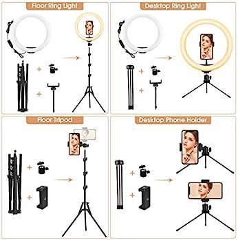 13 inch Ring Light with Floor Tripod and Desk Stand(Ringlight Kit Totally 74" Tall), LED Circle L... | Amazon (US)