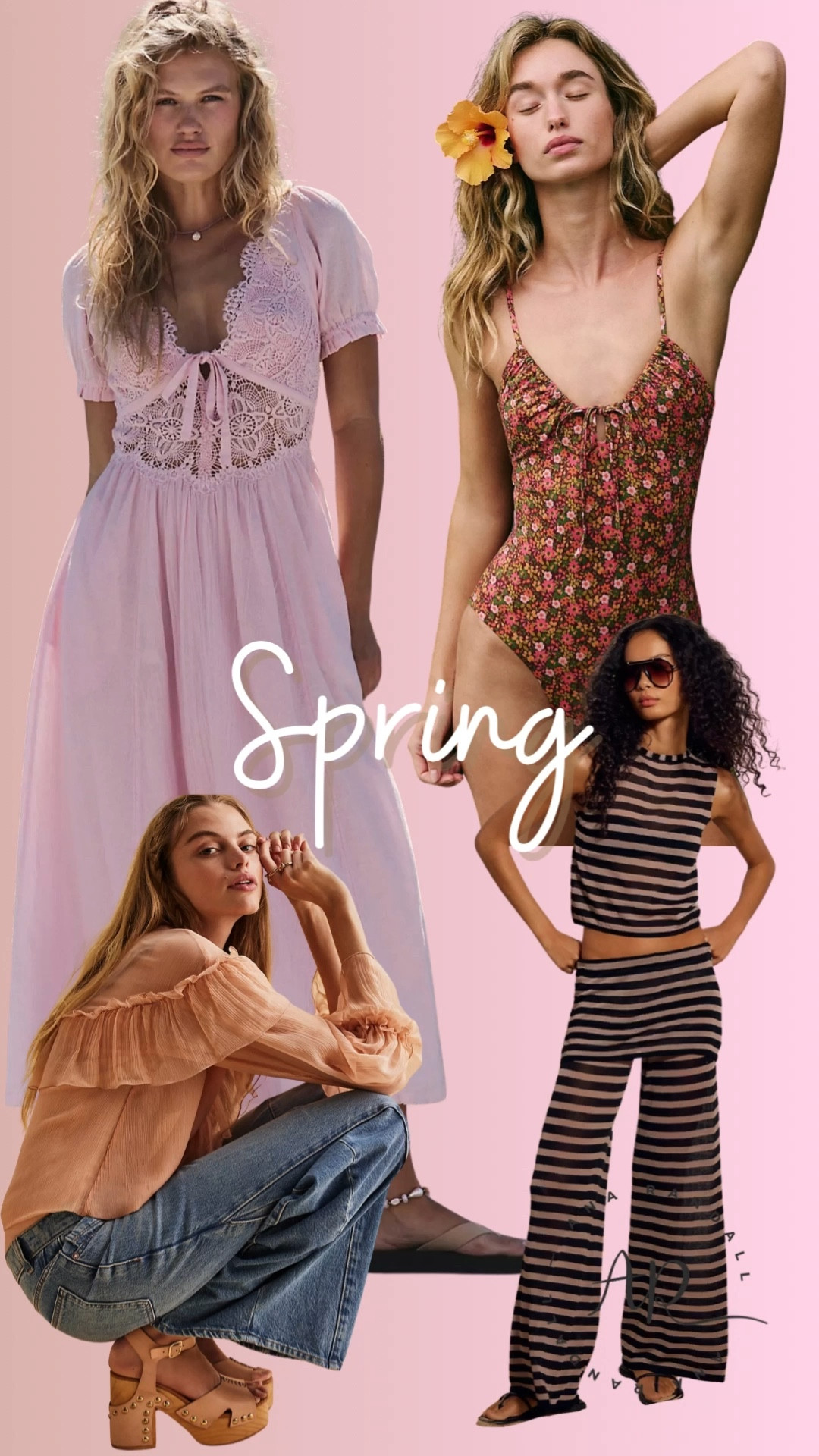 Spring outfits I’m loving lately 🌸

These are the kind of outfits I naturally gravitate towards this season — light, feminine, and easy to wear for real life. As a mom, I love pieces that feel comfortable but still pretty and put together without trying too hard.

Pieces in this collage:
• pink lace midi dress
• floral one-piece swimsuit
• off-the-shoulder blouse
• wide-leg jeans
• platform sandals
• striped matching set (tank top + pants)
• strappy flat sandals

Everything is linked on my LTK for you 🤍

XOXO,
Ana Randall 💗

#LTKmomlife #LTKootd #LTKOver40
