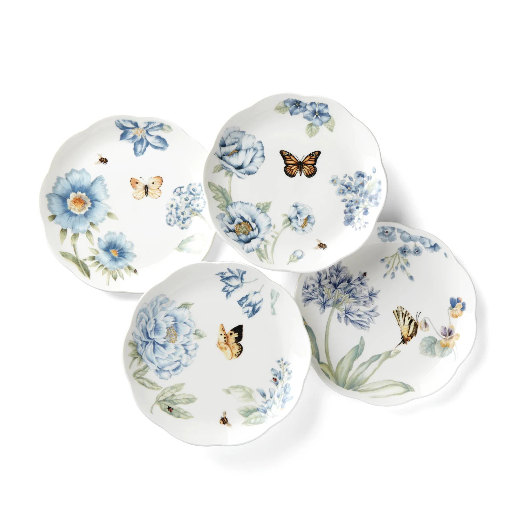 Butterfly Meadow Blue Dessert Plate Set (Set of 4) | Wayfair North America