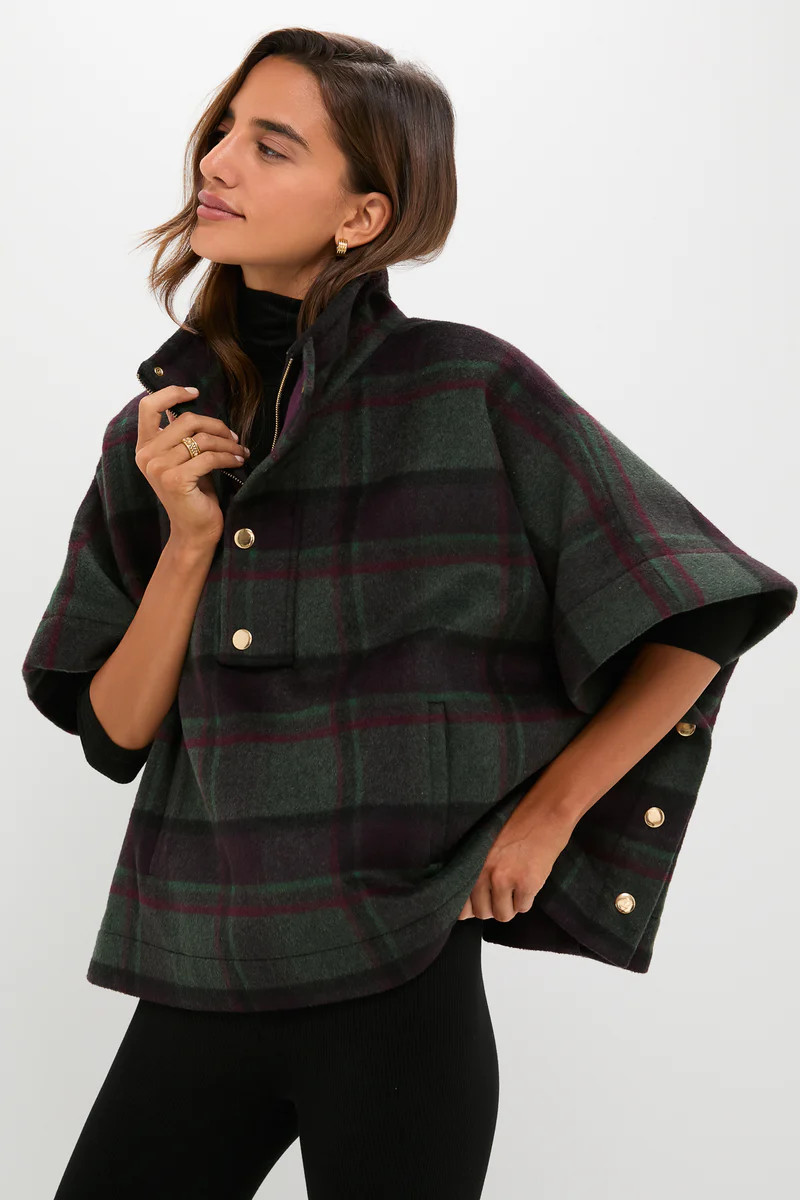 Forest Plaid Wool Winthrop Poncho | Tuckernuck (US)