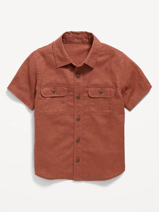 Short-Sleeve Linen-Blend Utility Pocket Shirt for Toddler Boys | Old Navy (US)