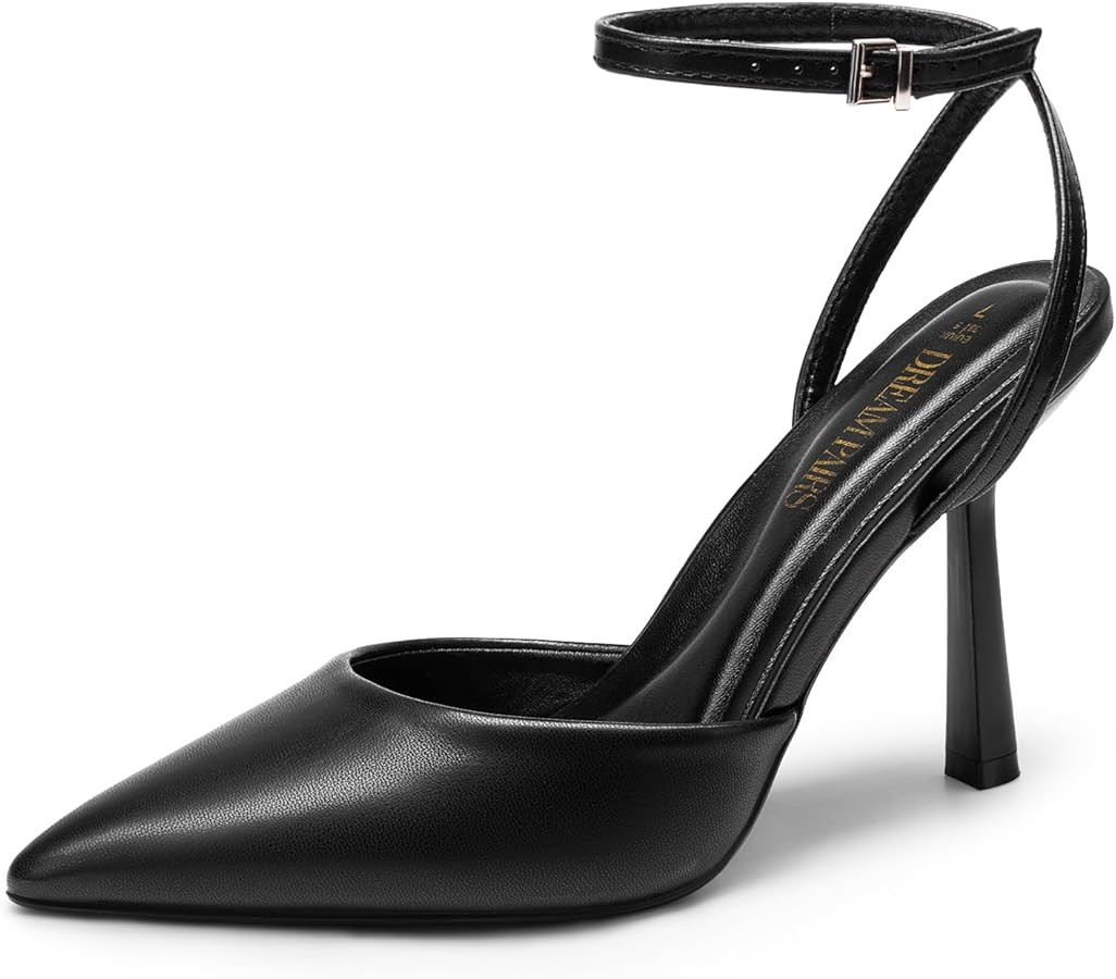 DREAM PAIRS High Heels for Women Closed Pointed Toe Dress Shoes for Women Ankle Strap Stiletto He... | Amazon (US)