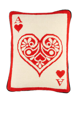 Dealer's Choice Ace Of Hearts Needlepoint Pillow in Red & White | Revolve Clothing (Global)