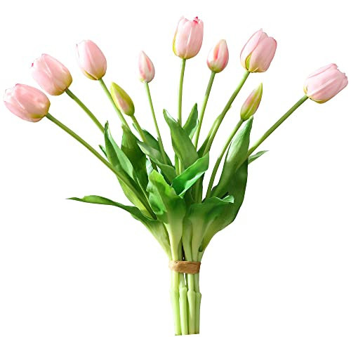 DAYHAP Artificial Flowers 10pcs Fake Tulips Real Touch, Faux Latex Tulips Flowers with Gift Box Soft Faux Tulips Bouquets Arrangements for Party Wedding Home Room Decor(Pink) | Amazon (CA)