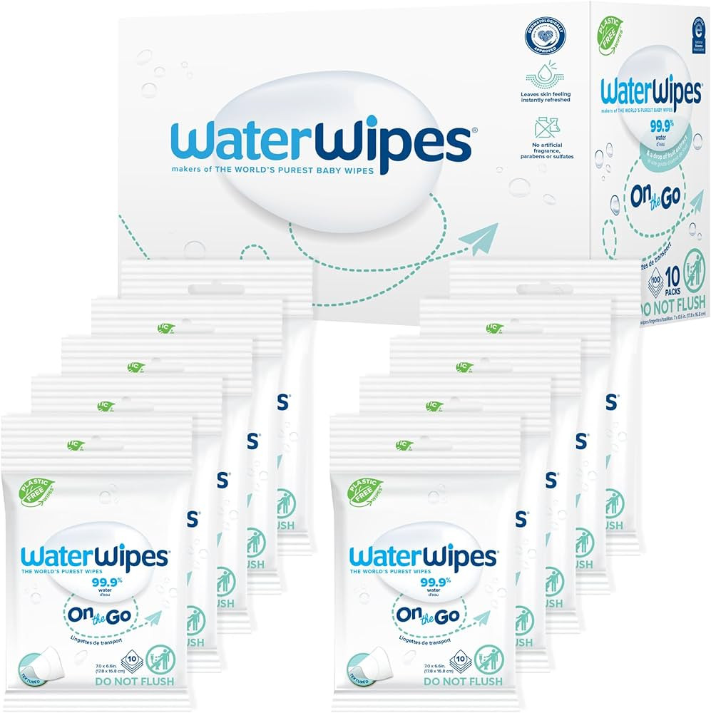 WaterWipes On The Go Wipes, 99.9% Water-Based Wipes for Travel, Sports, and to Refresh Skin, Unsc... | Amazon (US)