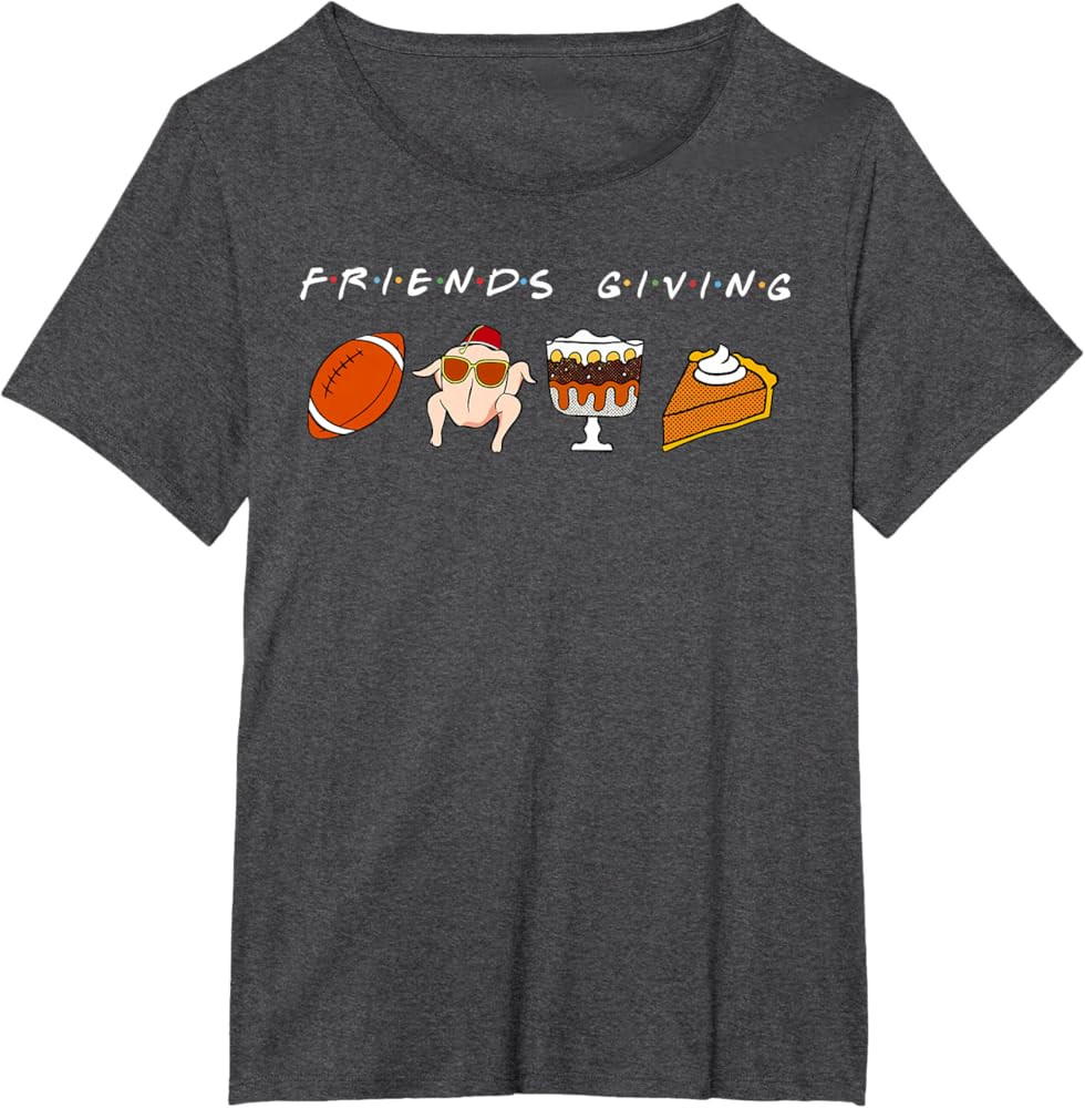 Friends Giving Turkey Football Pumpkin Thanksgiving Autumn T-Shirt | Amazon (US)