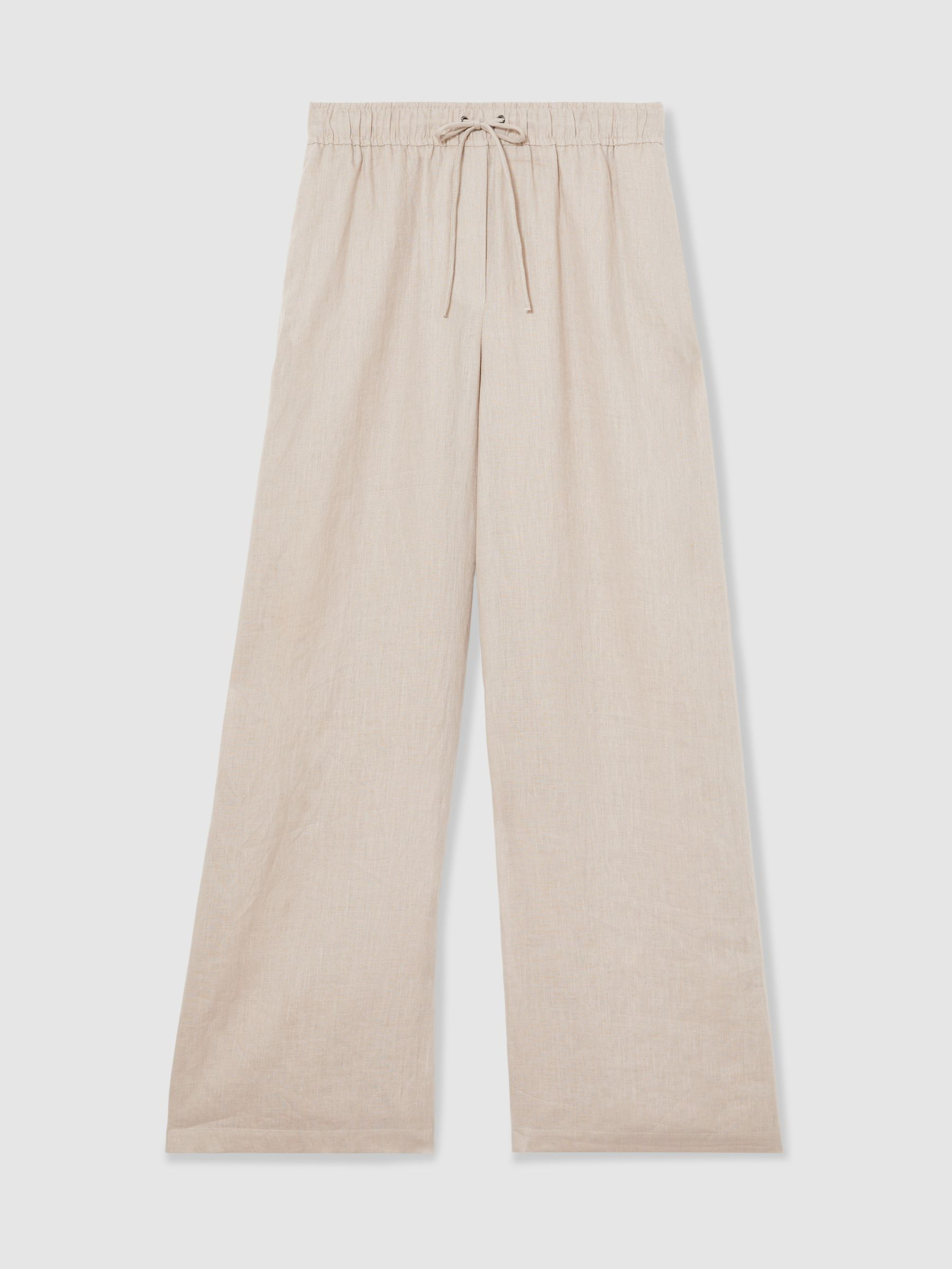 Reiss Petite Linen-Blend Wide-Leg Trousers in Neutral - REISS | Reiss UK