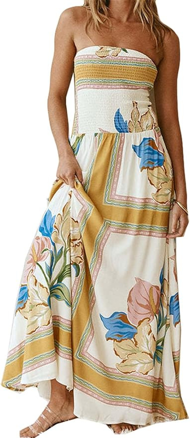 Qikaka Women's Off Shoulder Printed Ruched Bodycon Sexy Nightclub Party Vacation Beach Dress | Amazon (US)