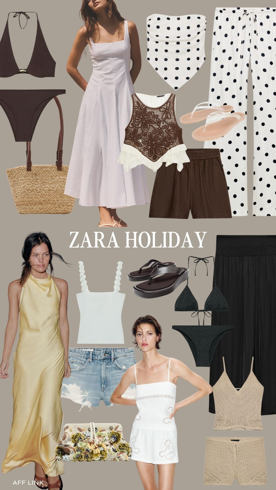Zara Holiday ☀️

Zara Holiday Edit, Holiday Outfit Ideas, Brown Bikini Set, White Polka Dot Trousers, White Bandeau Bikini Top, Brown Crochet Top, Brown Linen Shorts, White Sundress, Gold Satin Maxi Dress, Denim Shorts, White Embroidered Mini Dress, Black Bikini, Black Wide Leg Trousers, Crochet Knit Co-Ord, Brown Flip Flops, Clear Flip Flops, Straw Tote Bag, Beaded Clutch Bag, Holiday Style, Summer Holiday  

 #LTKuk #LTKsummer #LTKtravel