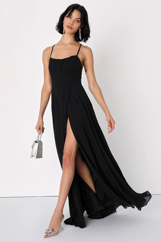 Dreamy Romance Black Backless Maxi Dress | Lulus (US)