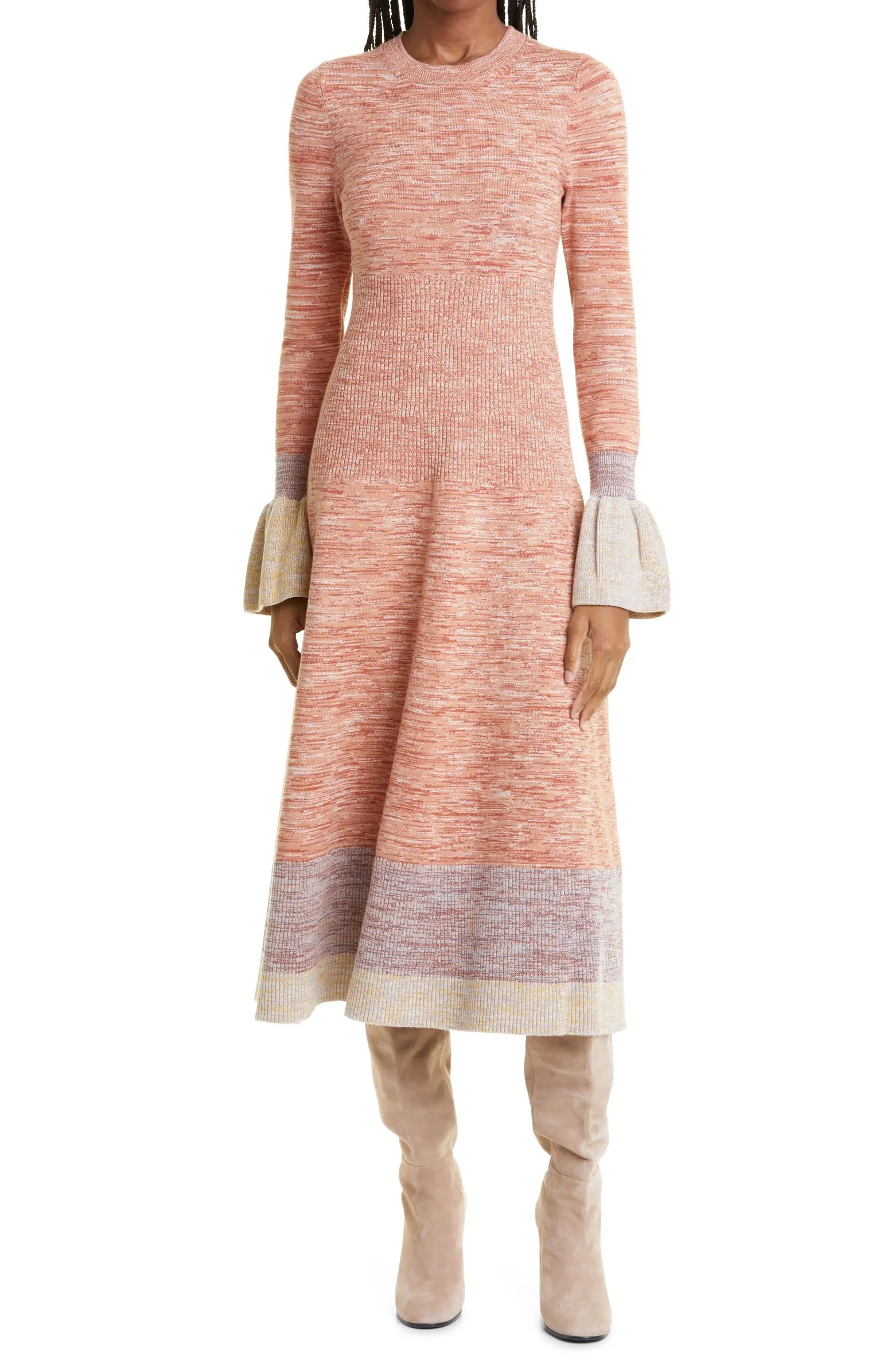 Ulla Johnson Nathalie Long Sleeve Space Dye Midi Sweater Dress | Nordstrom | Nordstrom