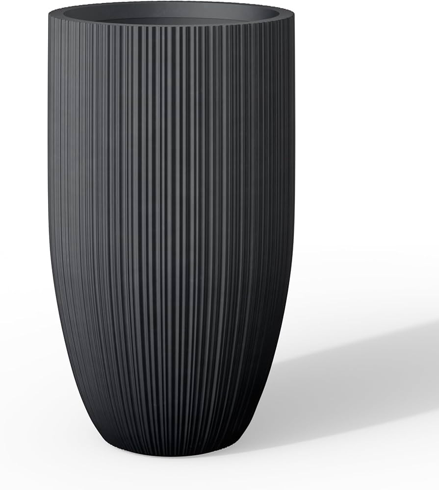 Kante 24 Inch Tall Round Concrete Planter, Large Indoor Outdoor Plant Pots with Drainage Hole and... | Amazon (US)