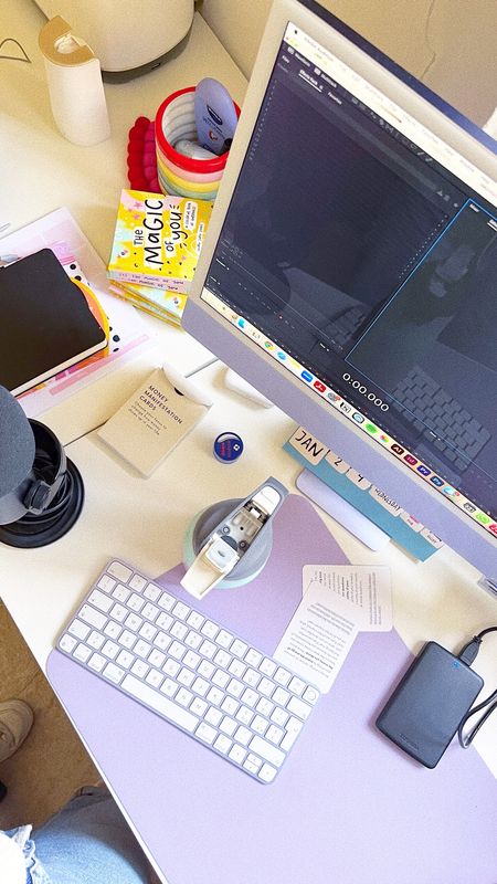 Where the magic happens! 💫 My current desk setup is a burst of color and creativity, complete with my purple iMac and a rainbow of colorful stationery. Ready to conquer the day with style! 🌈💻 #CreativeWorkspace #DeskGoals #ColorfulLife

#LTKeurope #LTKstyletip