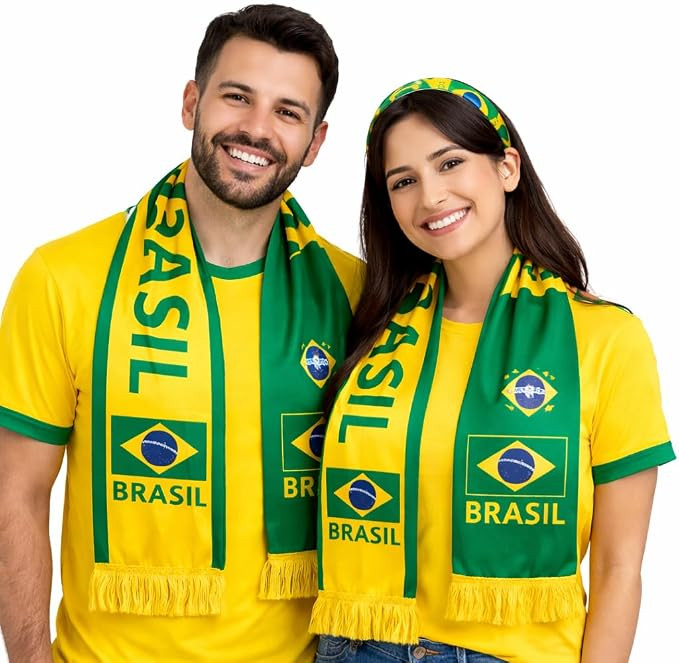 Kit 2 Cachecóis COPA DO MUNDO e 1 Tiara para cabelo Verde amarelo - CACHECOIS com estampa bandei... | Amazon (BR)