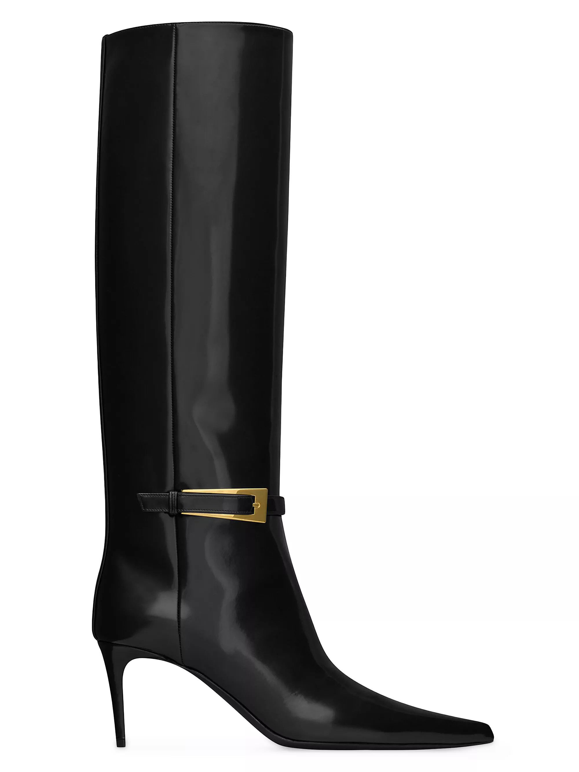 Shop Saint Laurent Lee Boots In Glazed Leather | Saks Fifth Avenue | Saks Fifth Avenue
