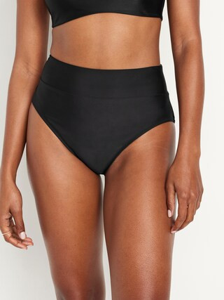 Banded High-Waist Bikini Swim Bottoms | Old Navy (US)