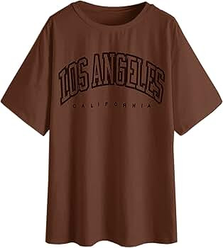 SAFRISIOR Women's Letter Graphic Print Oversize T Shirt Round Neck Drop Shoulder Longline Short S... | Amazon (US)