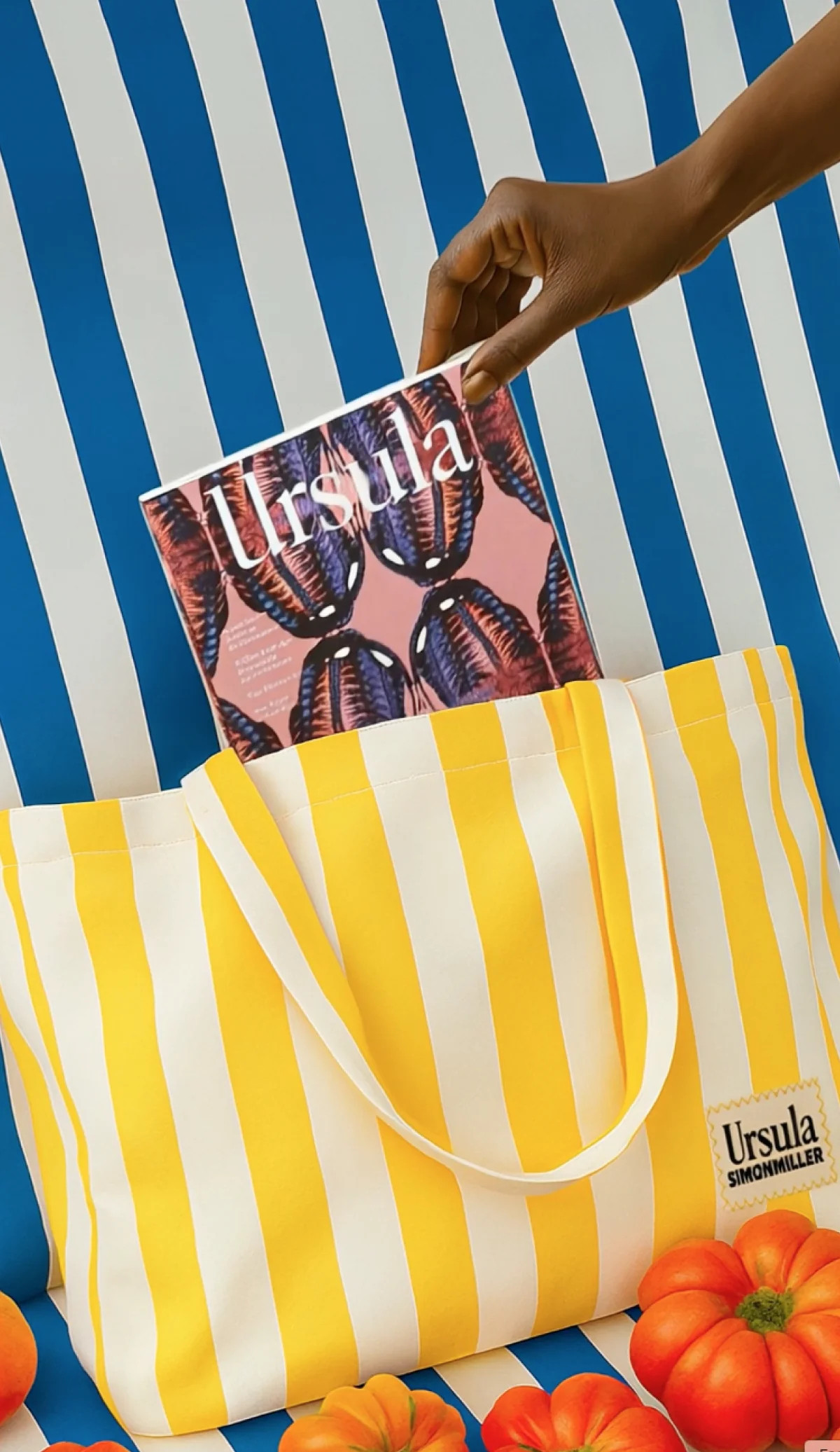 SM X URSULA MEGA TOTE IN SUNGOLD/ECRU STRIPE | SIMONMILLER | Simon Miller