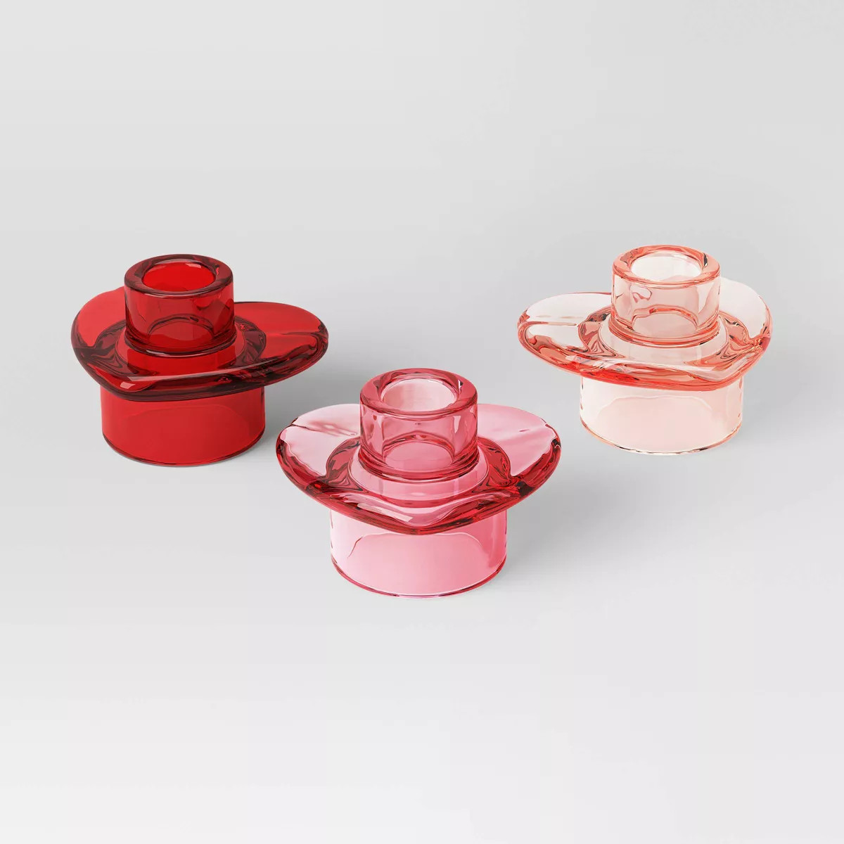 3pk Glass Heart Valentine's Candle Holders - Threshold™ | Target