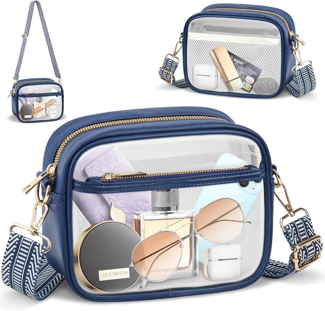 MOMSIV Clear Bag for Stadium Events, Clear Crossbody Bag with Front Pocket & Purse Bag for Concer... | Amazon (US)