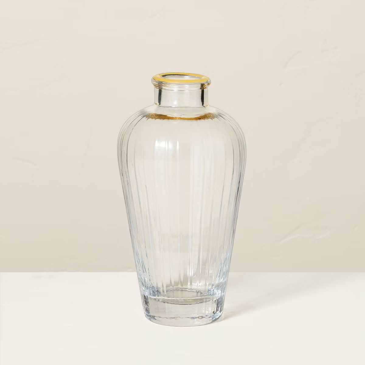 9" Fluted Clear Glass Bud Vase with Gold Rim - Hearth & Hand™ with Magnolia | Target
