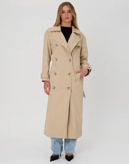 Classic Longline Trench Coat in Sand Signal | Glassons | Glassons (Australia)