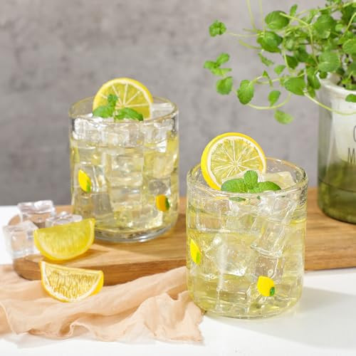 SiliFine 2 Pcs Lemon Icon Juice Glasses - 14oz Yellow Lemon Stemless Wine Drinking Coffee Glass Cup for Summer Party Supplies & Gift | Amazon (US)