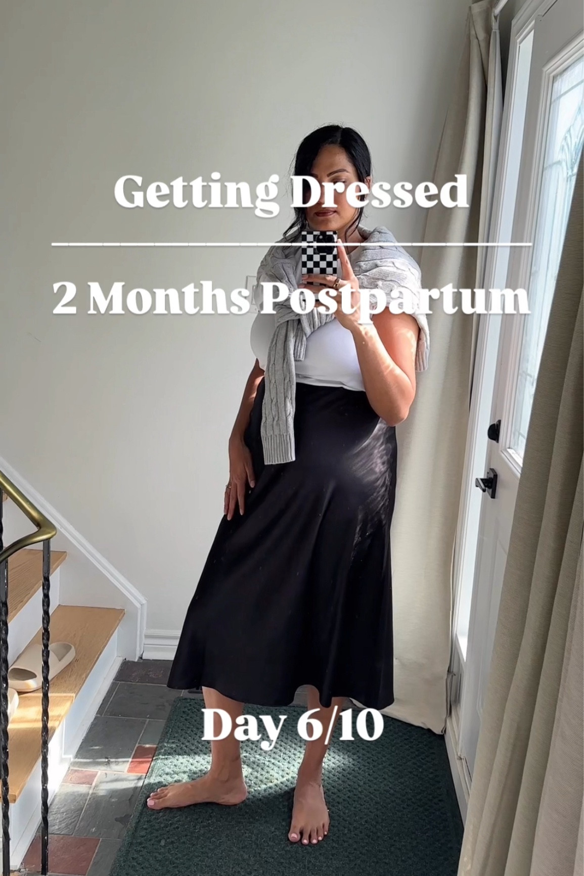 Transitional dressing with a cozy layered sweater! Getting dressed 2 months postpartum breastfeeding friendly outfit Day 6/10

#LTKmidsize #LTKautumn #LTKcanada