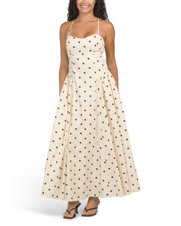 Sweetheart Neckline Polka Dot Maxi Dress for Women | Cotton | Marshalls