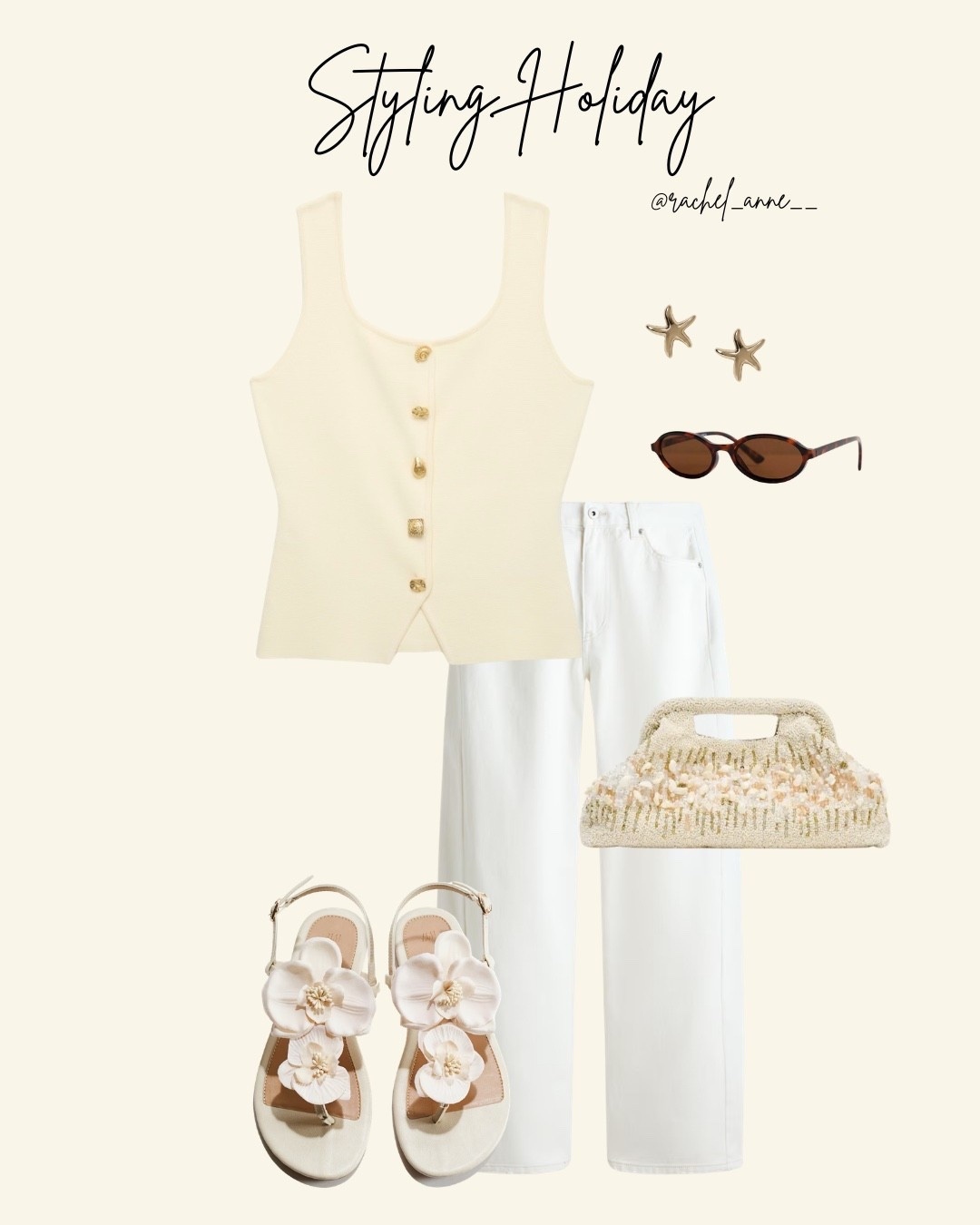 STYLING HOLIDAY 🤍🐚
Love this new top and the bag and sandals wow!! 

#LTKspring #LTKuk #LTKeurope