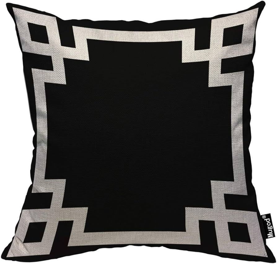 Greek Key Border Pillow Cases Cute Bold Chic Geometric Stripes Black and White Throw Pillow Cover... | Amazon (US)