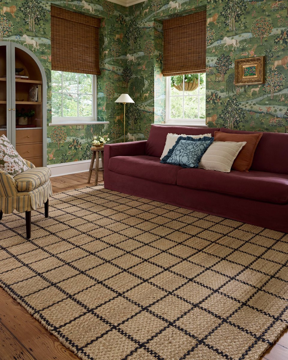 Fletcher FLE-01 Natural/Black Jute Area Rug | Rugs Direct