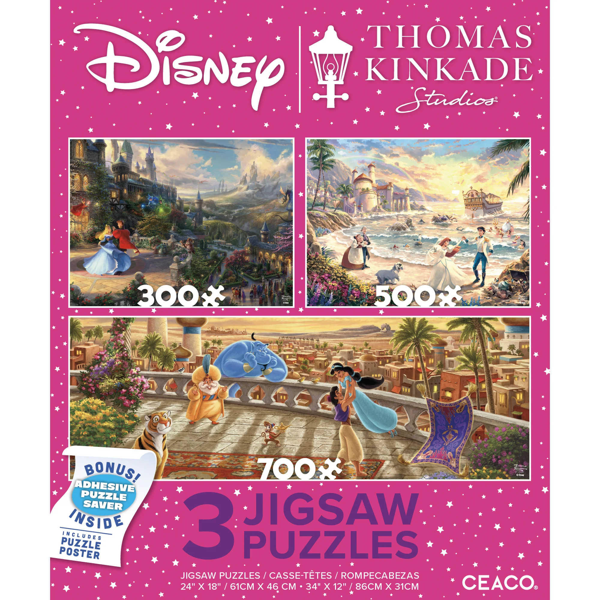 Ceaco Thomas Kinkade Disney Princesses Three Interlocking Jigsaw Puzzles | Walmart (US)