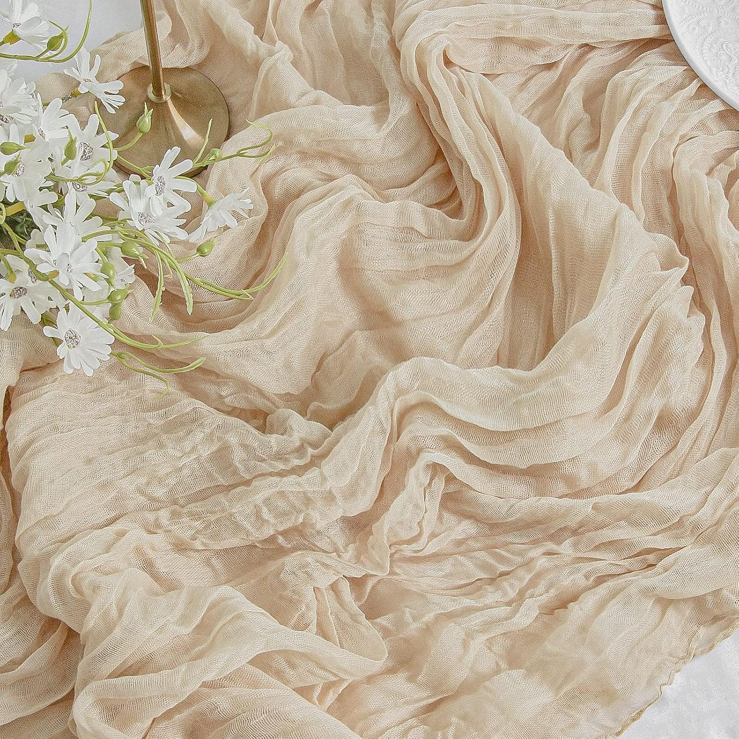 FEXIA Beige Cheesecloth Table Runner Gauze Rustic Boho Party Decoration | Amazon (US)