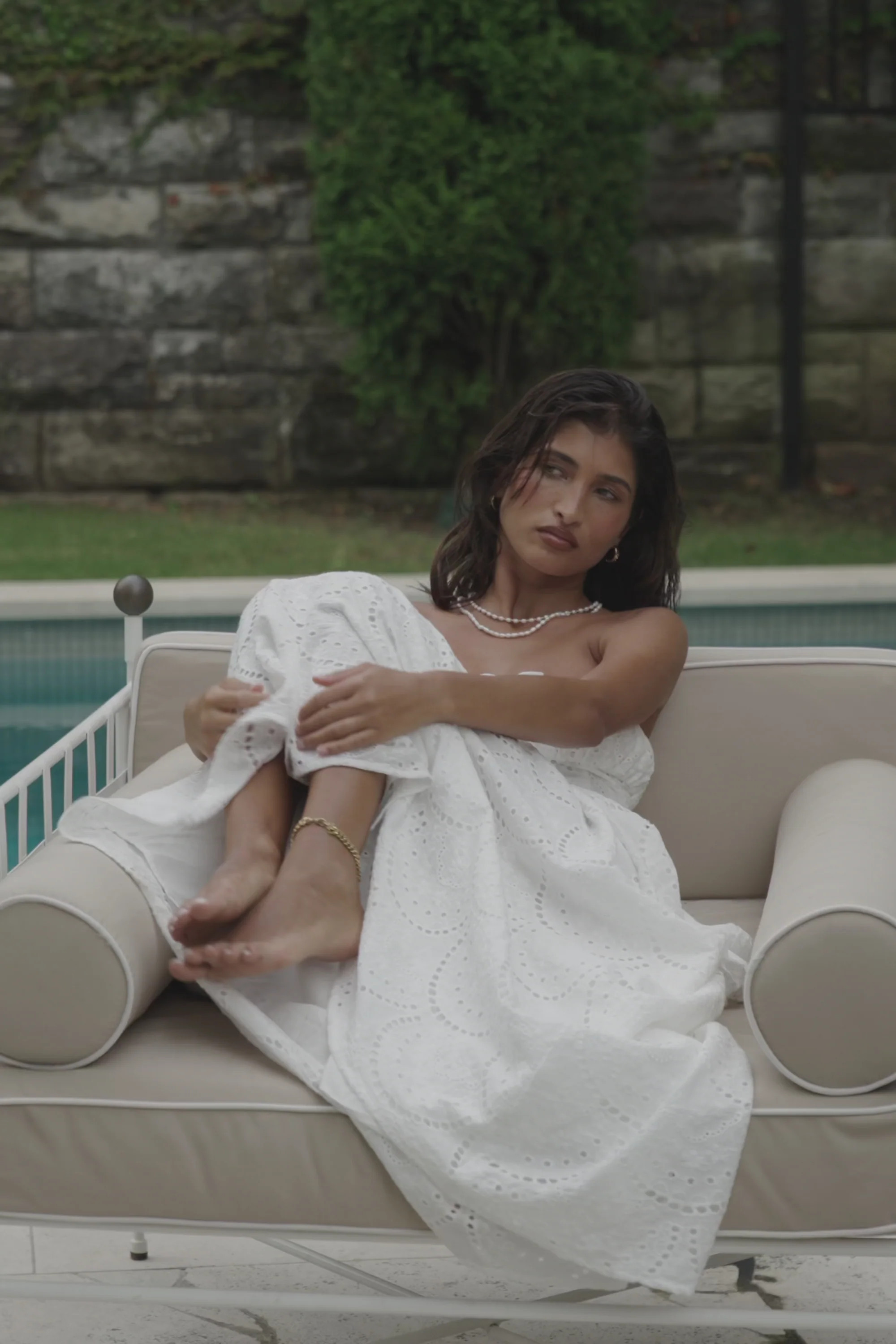 Bridal White Embroidered Strapless Maxi Zina Dress | Sabo Skirt US