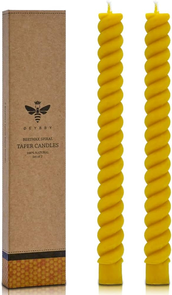 DEYBBY Natural Viral Beeswax Candles, Dripless and Smokless 10 inch Twisted Pure Beeswax Candles ... | Amazon (US)