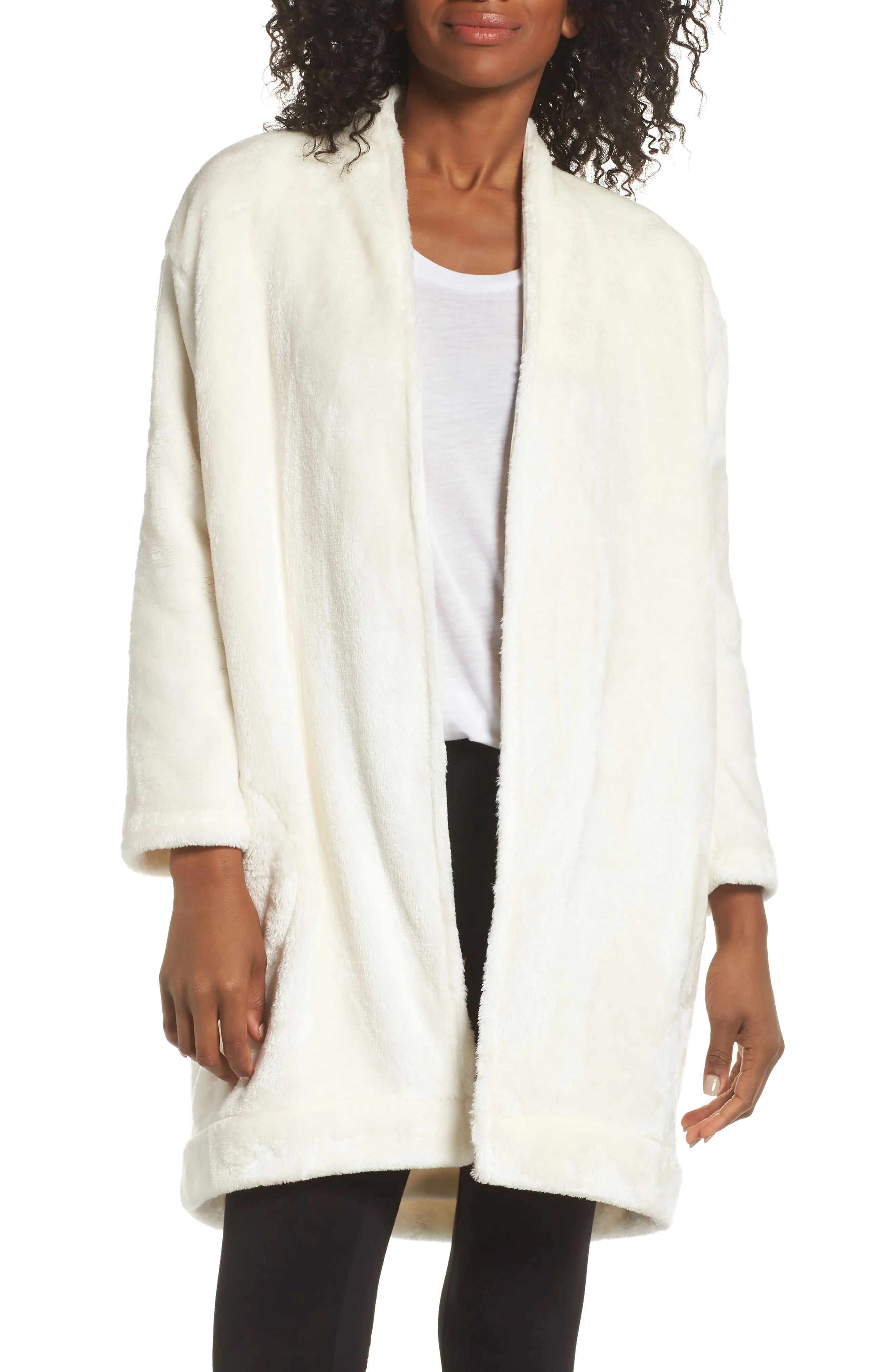 Women's Nordstrom Lingerie So Soft Plush Cocoon Cardigan, Size X-Small - Ivory | Nordstrom