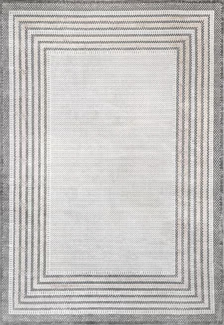 Gray Junie Washable Bordered Area Rug | Rugs USA